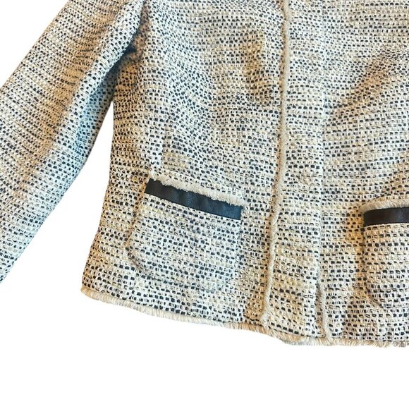 Karen Millen Cream Black Button-Down Blazer Jacket Tweed Work Size 10 Women's - Picture 3 of 10